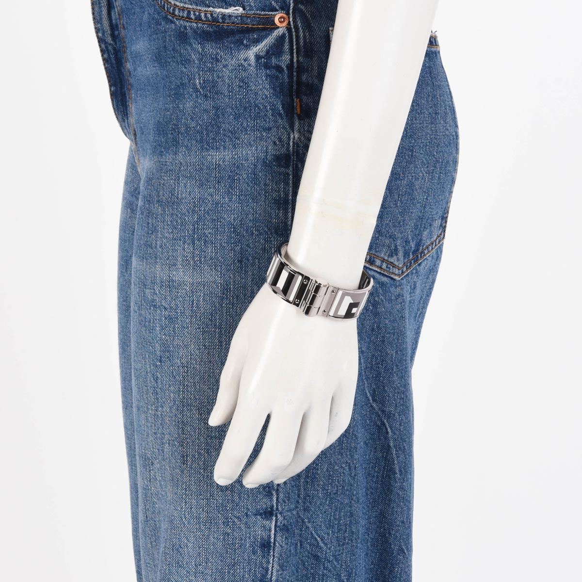 Hermes Black & White Enamel Charniere Lettre au Carre Hinged Bracelet