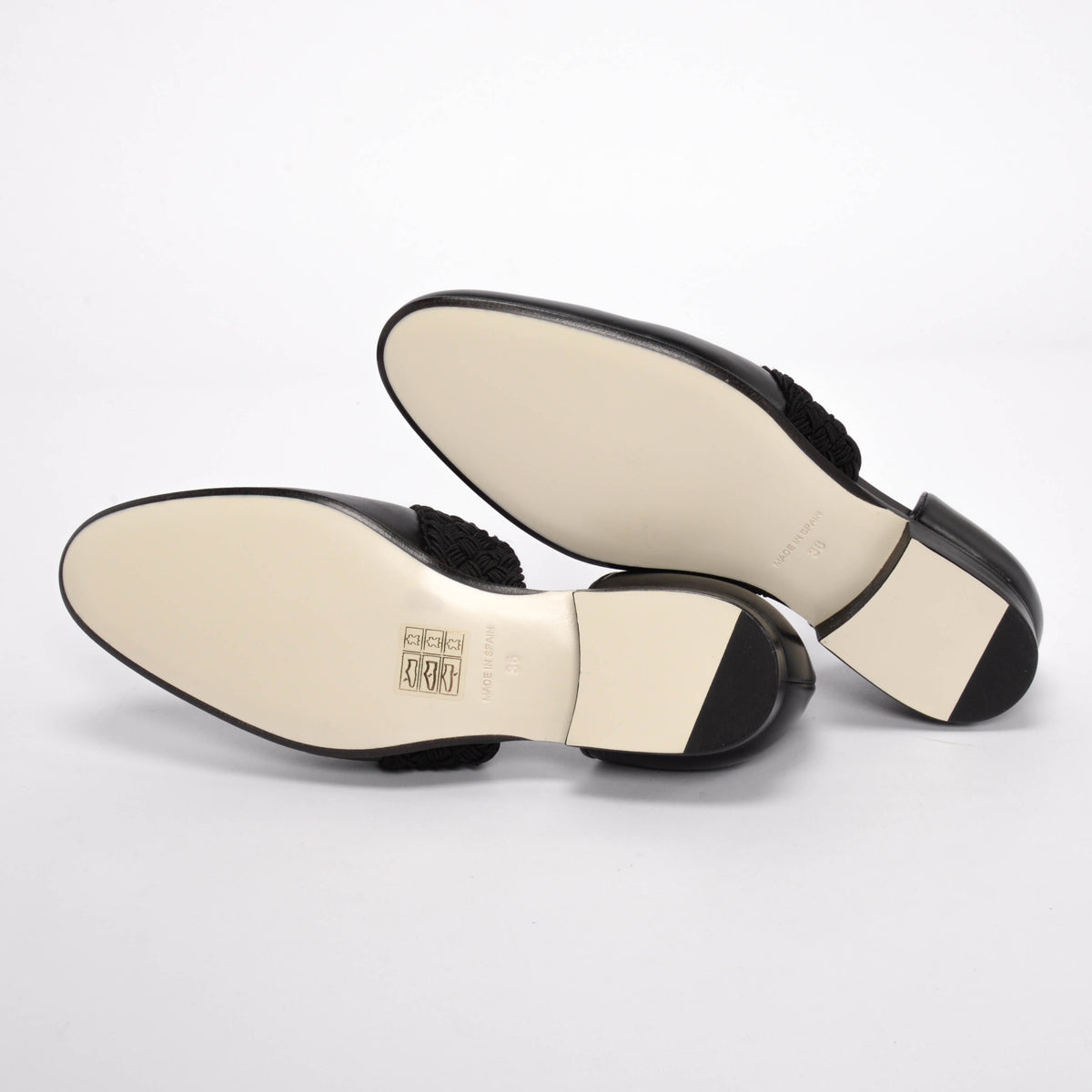 Loewe Black Leather Flex Braided D'orsay Flats 36
