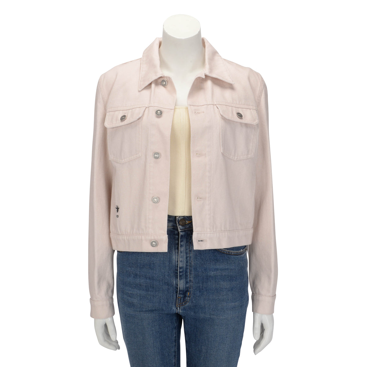 Dior Pink Denim Astral Flowers Jacket FR 40