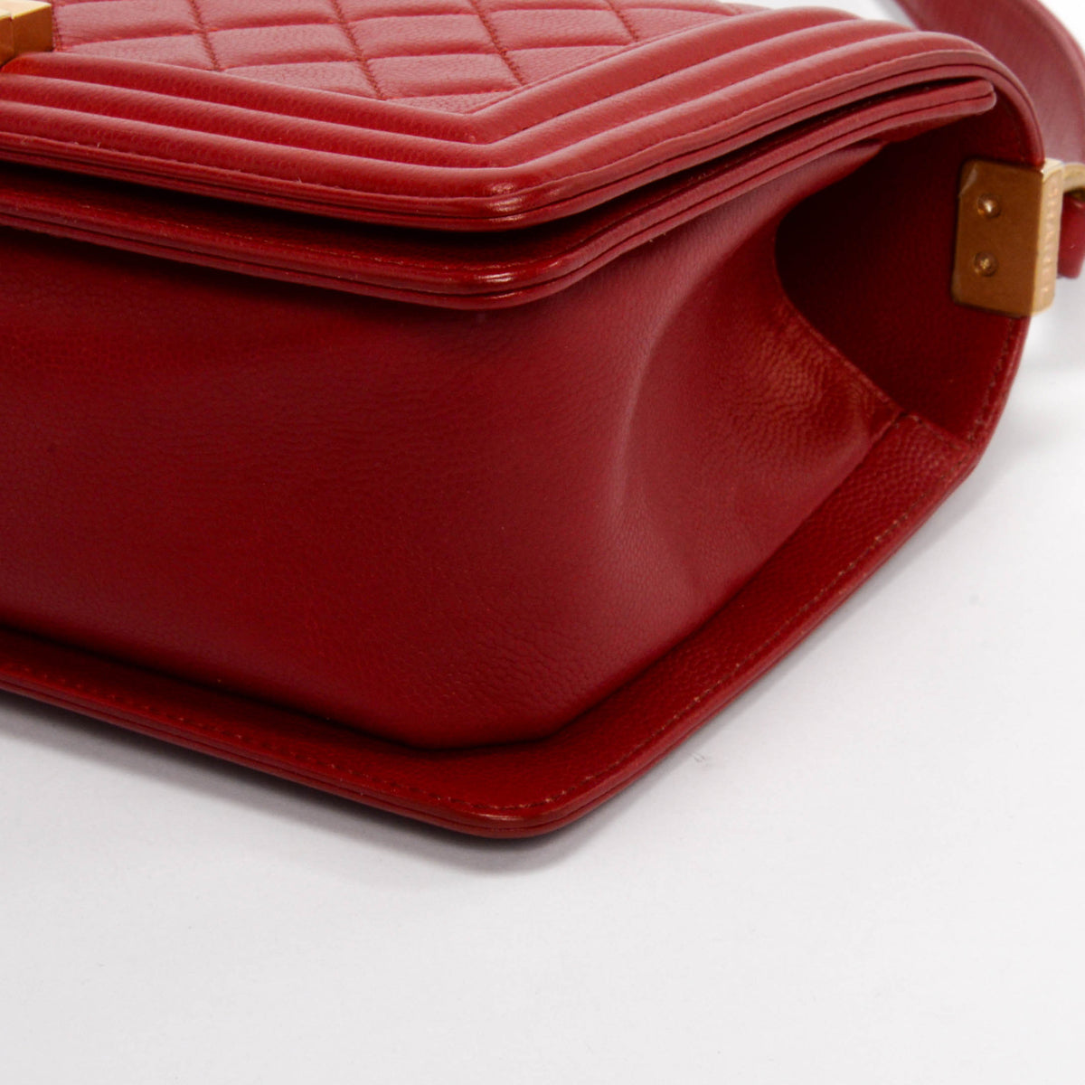 Chanel Red Quilted Calfskin Medium Boy Bag