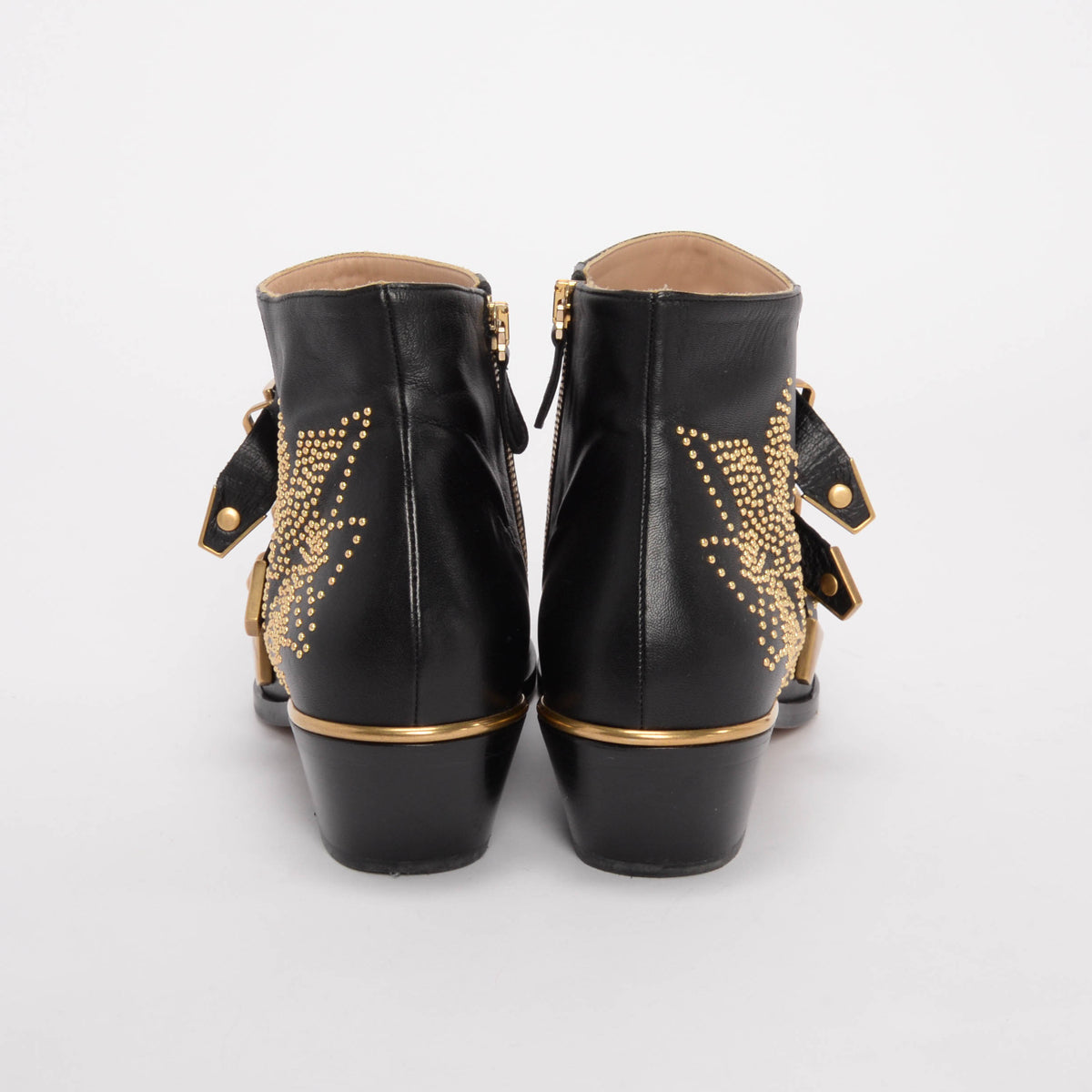 Chloe Black & Gold Studded Susanna Boots 39