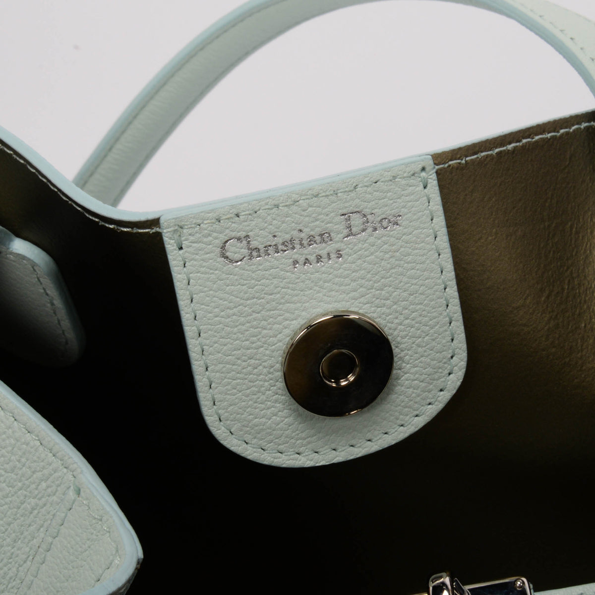 Dior Mint Green Grained Calfskin Bucket Tote