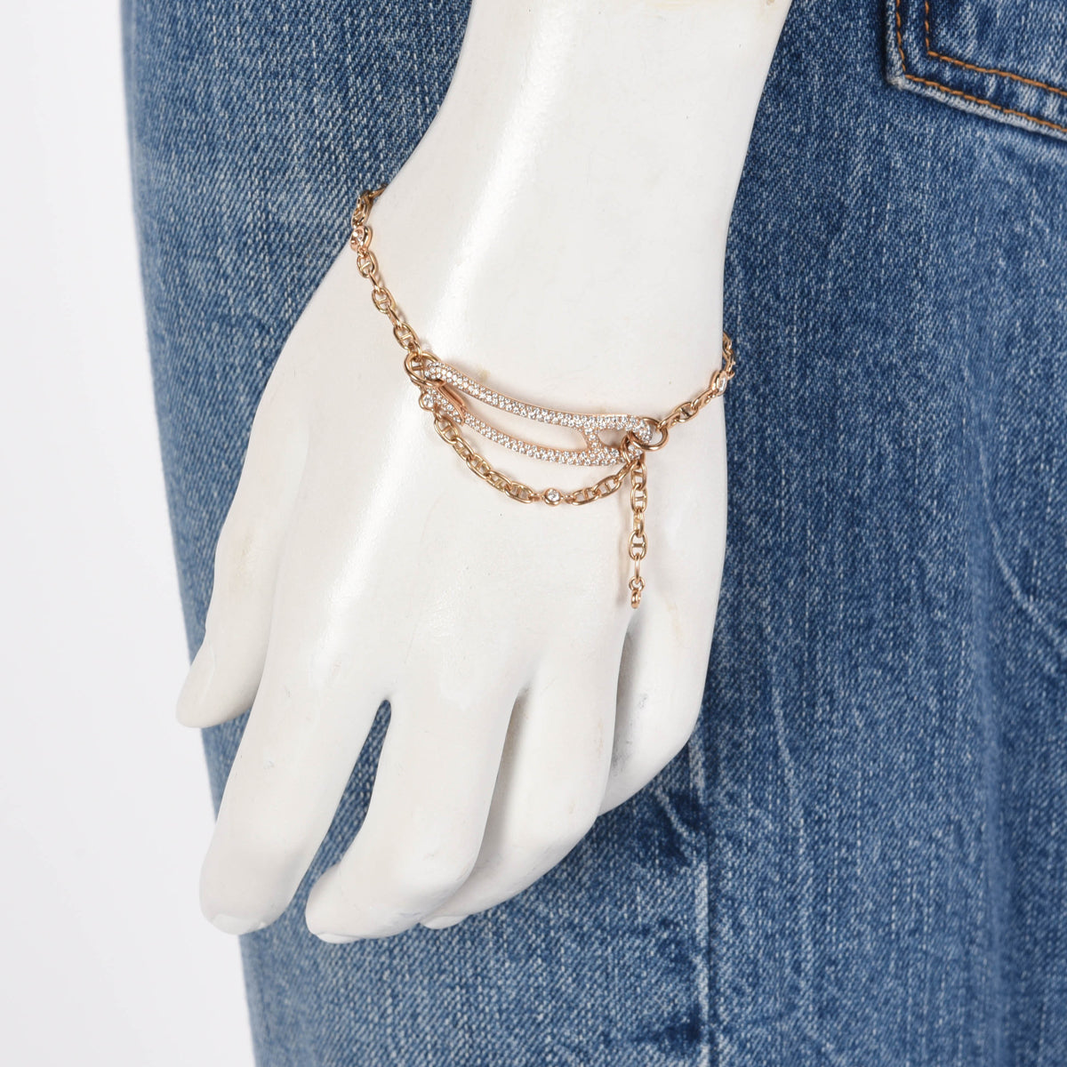 Hermes 18k Rose Gold & Diamond Chaine D'Ancre Punk Bracelet