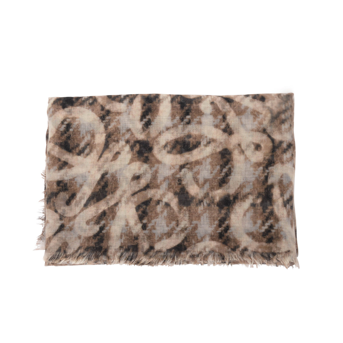 Loewe Taupe Cashmere & Silk Anagram Shawl