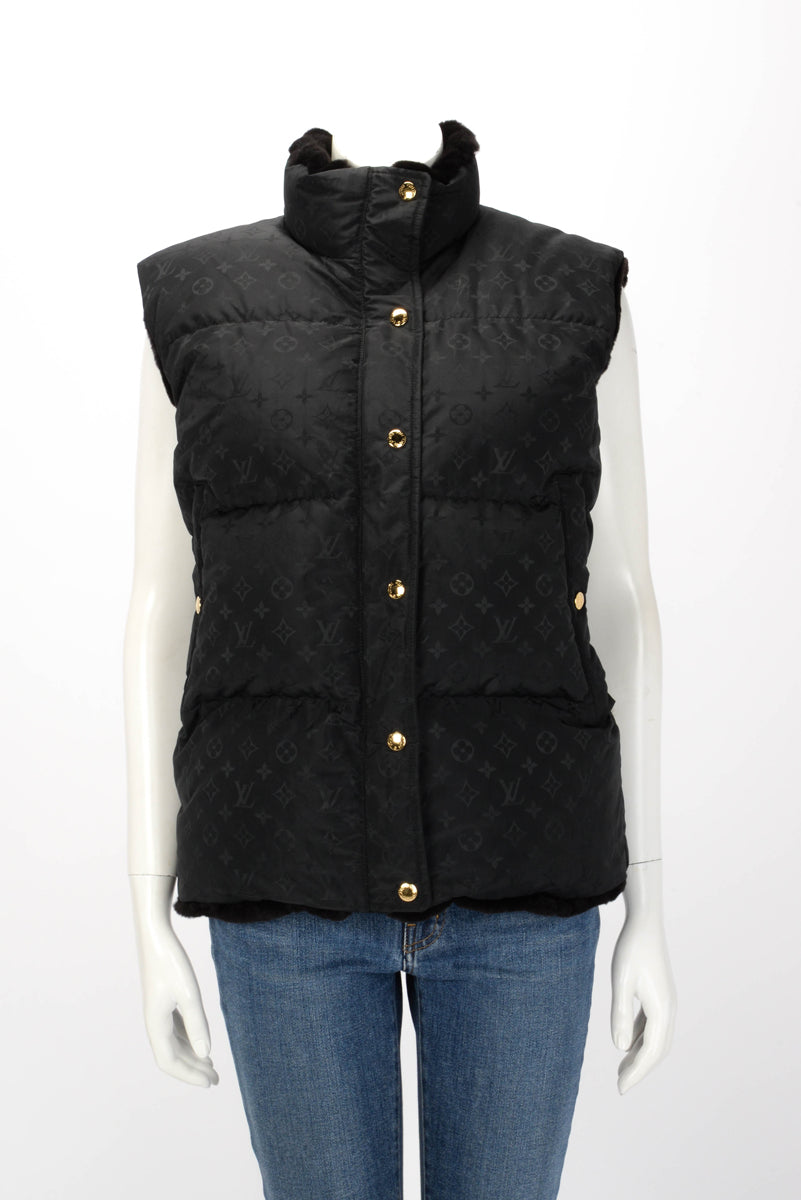 Louis Vuitton Black Mink & Monogram Nylon Reversible Vest FR 36