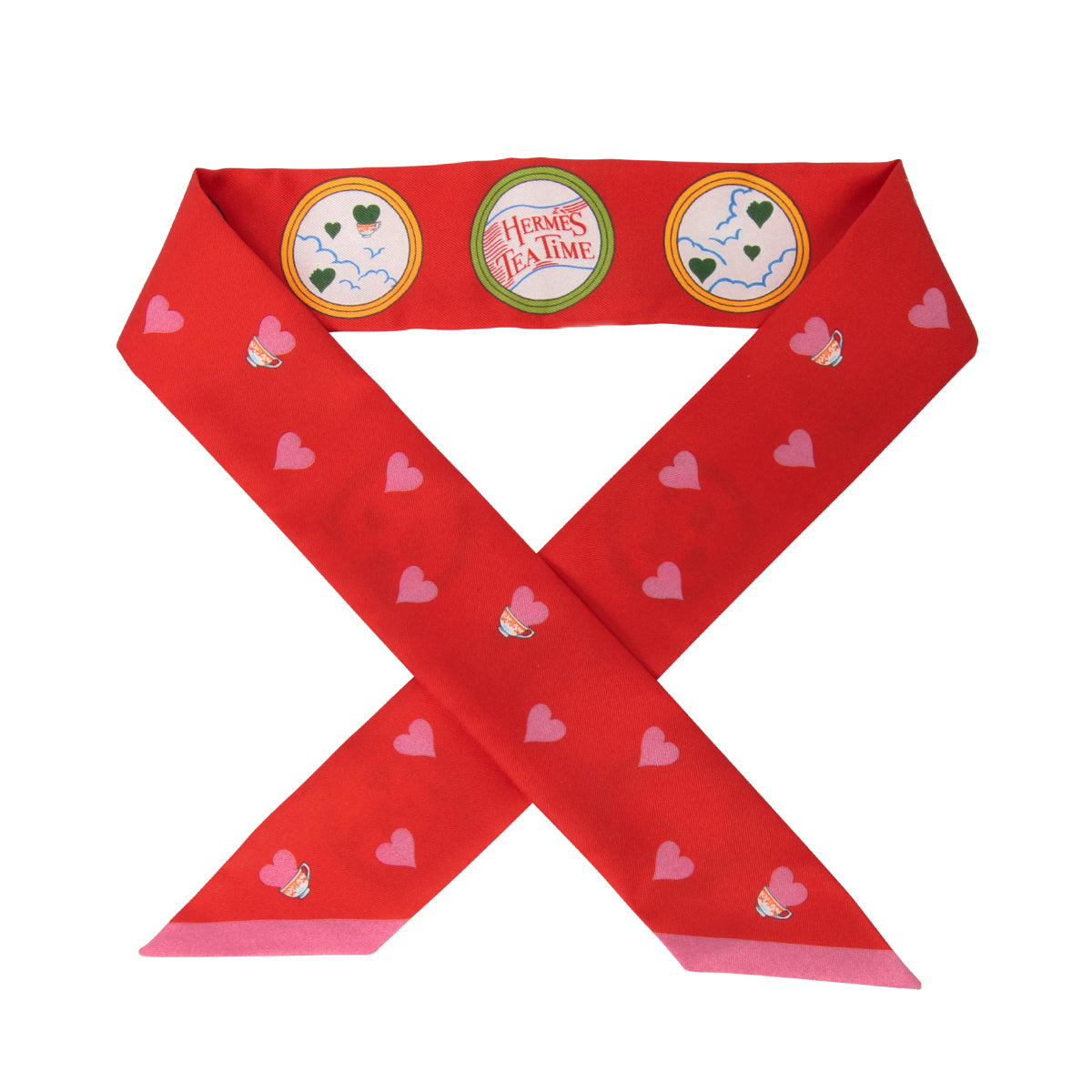 Hermes Rouge Vif Silk Tea Time Twilly