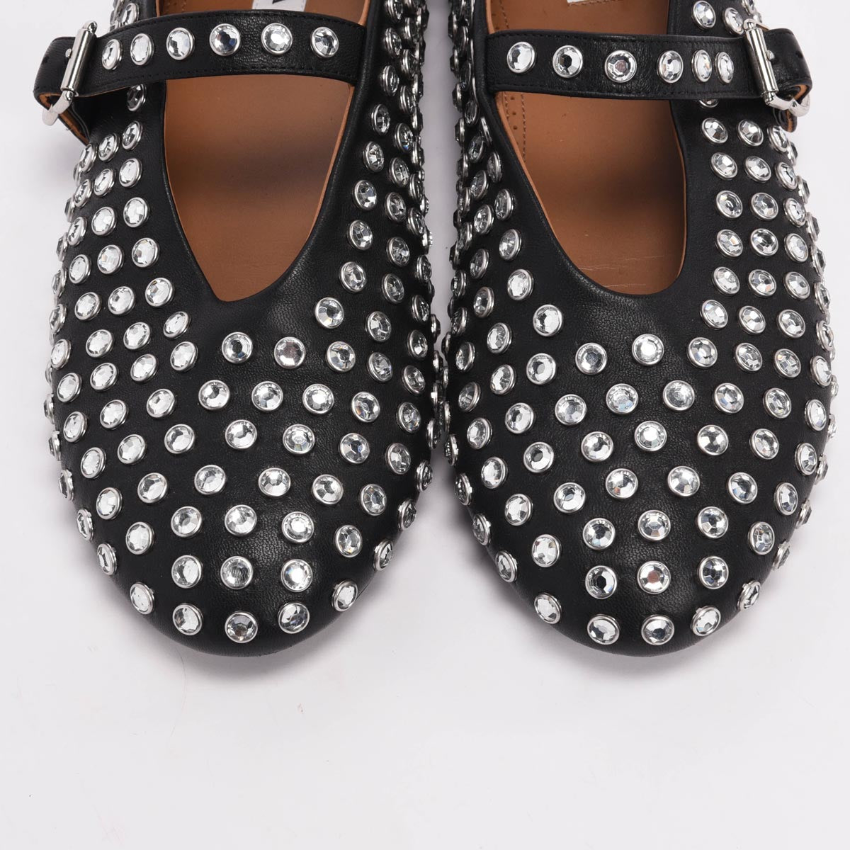 Alaia Black Crystal Embellished Lambskin Ballet Flats 41