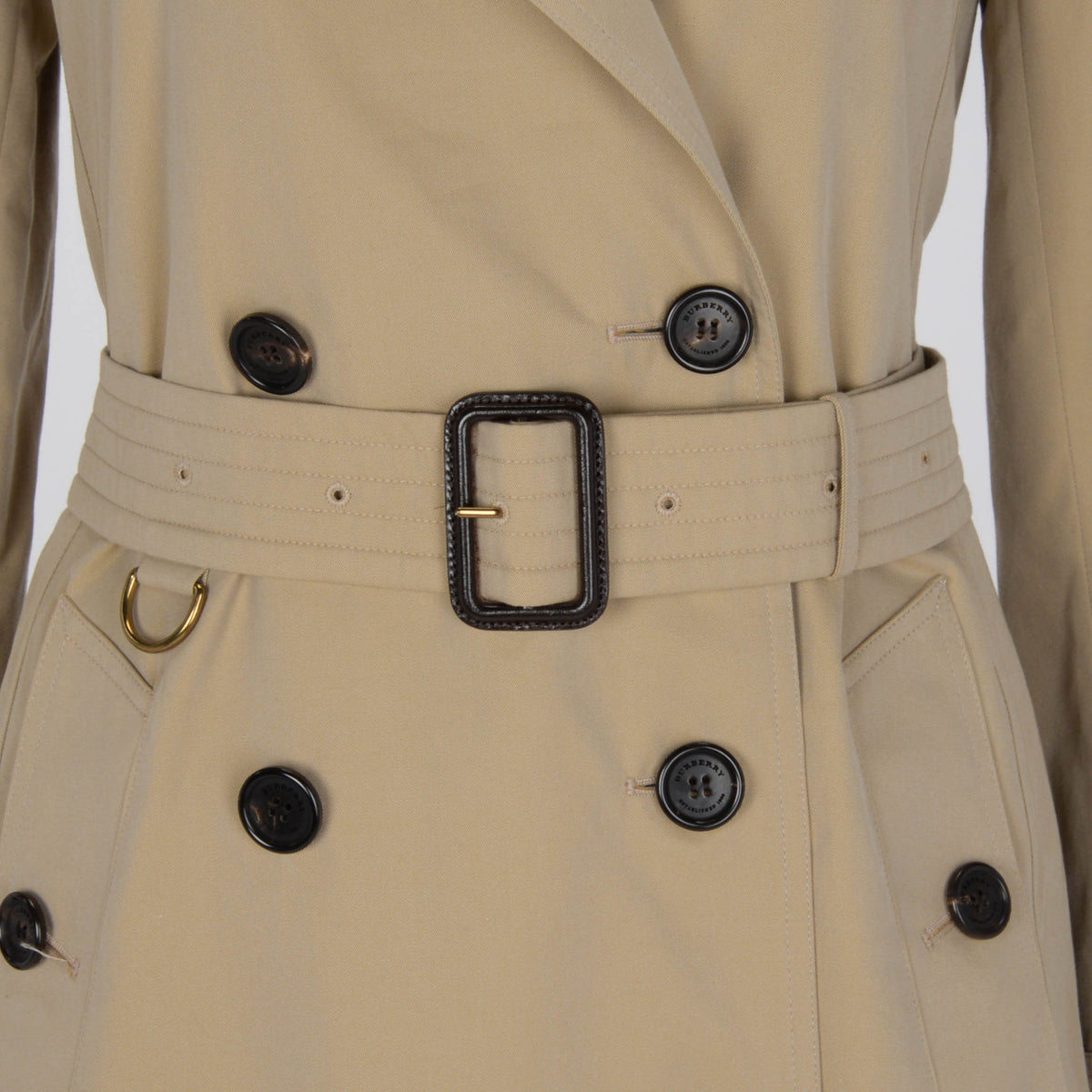 Burberry Honey Beige Cotton Medium Kensington Trench Coat UK 6