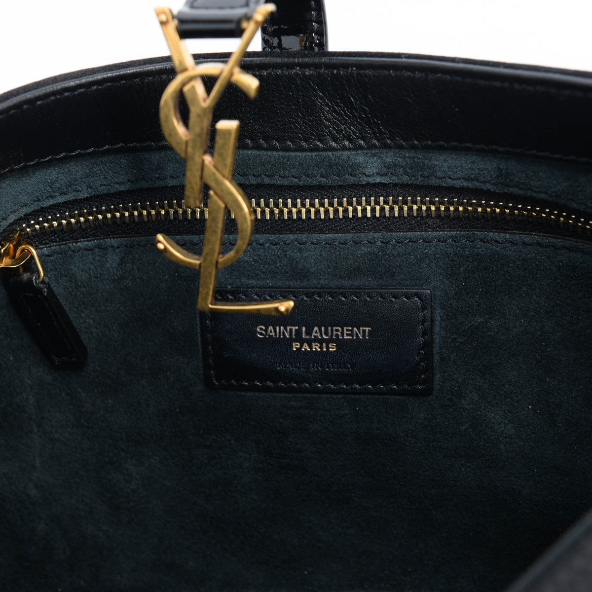 Saint Laurent Black Satin & Patent Le 5 A 7 Bag