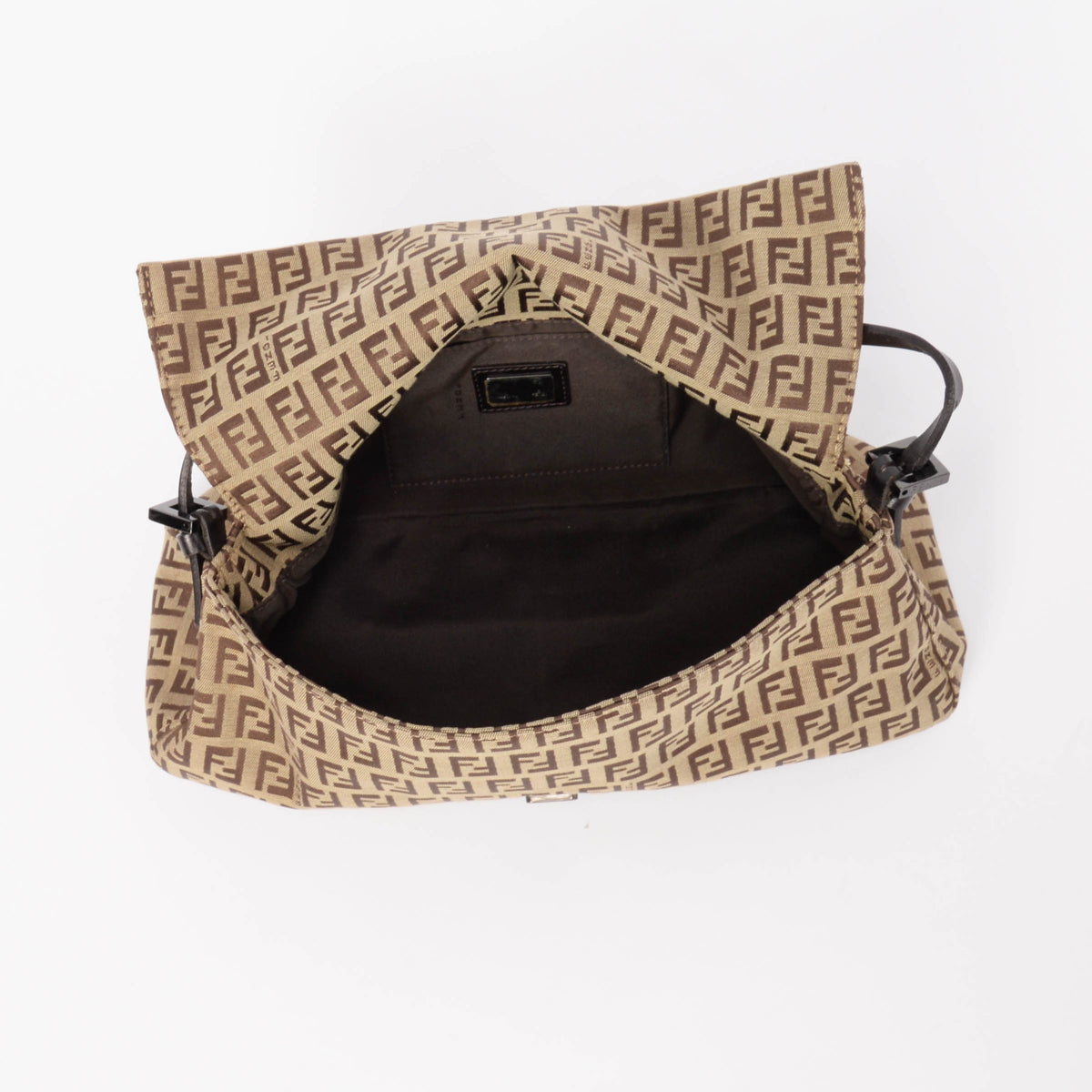 Fendi Brown Zucchino Canvas Long Baguette Bag