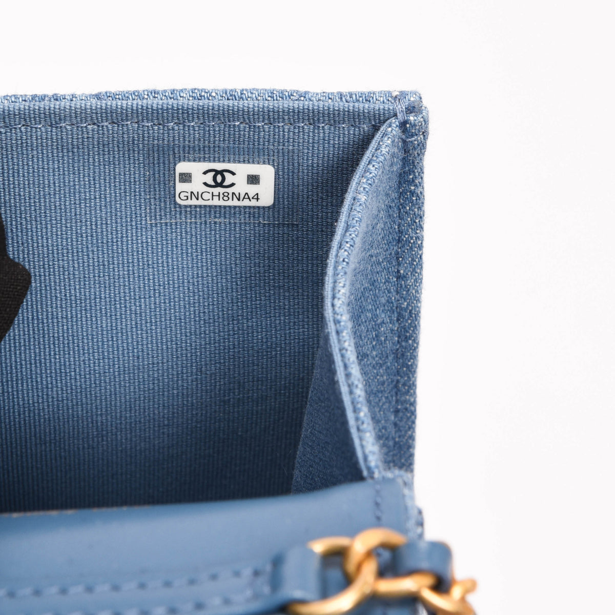Chanel Blue Quilted Denim Flap Clutch With Chain