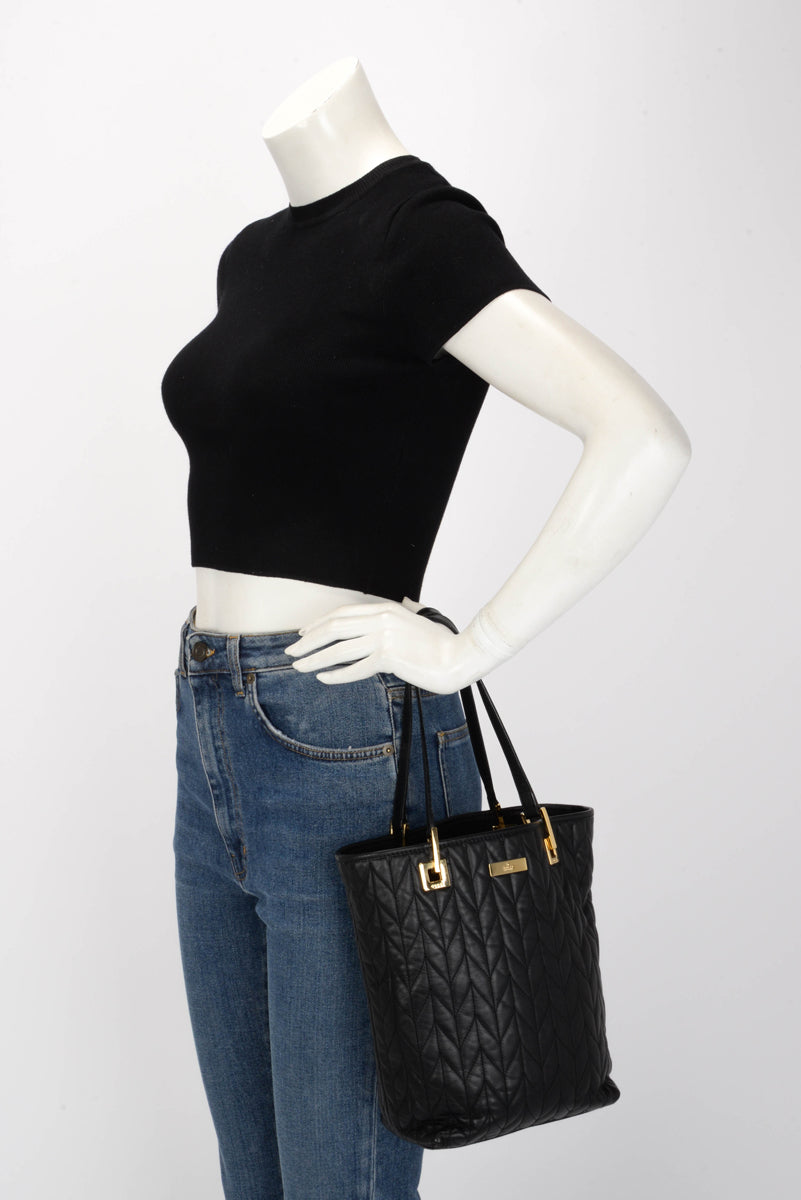 Gucci Black Matelasse Bucket Tote