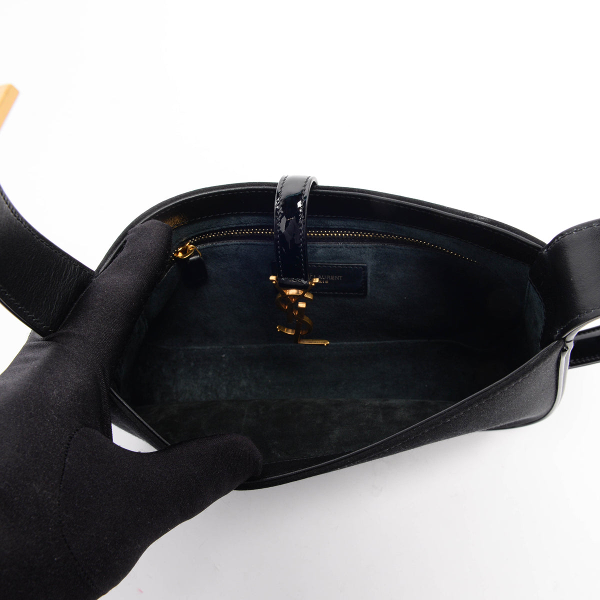 Saint Laurent Black Satin & Patent Le 5 A 7 Bag