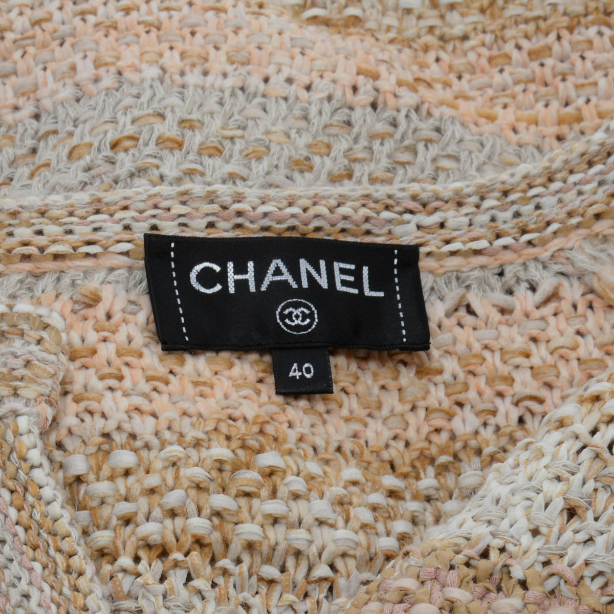 Chanel Peach & Beige Knit Striped Jacket FR 40