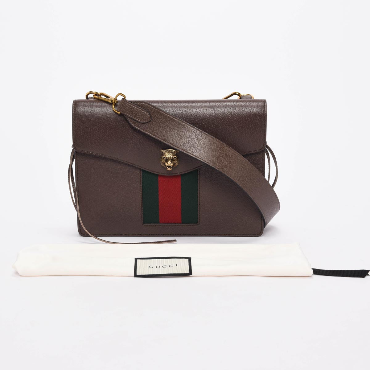 Gucci Brown Grained Calfskin Animalier Chain Bag