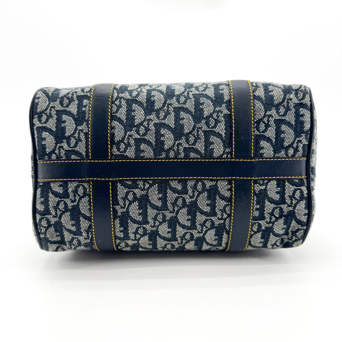 Dior Vintage Blue Diorissimo Canvas Trotter Small Boston Bag