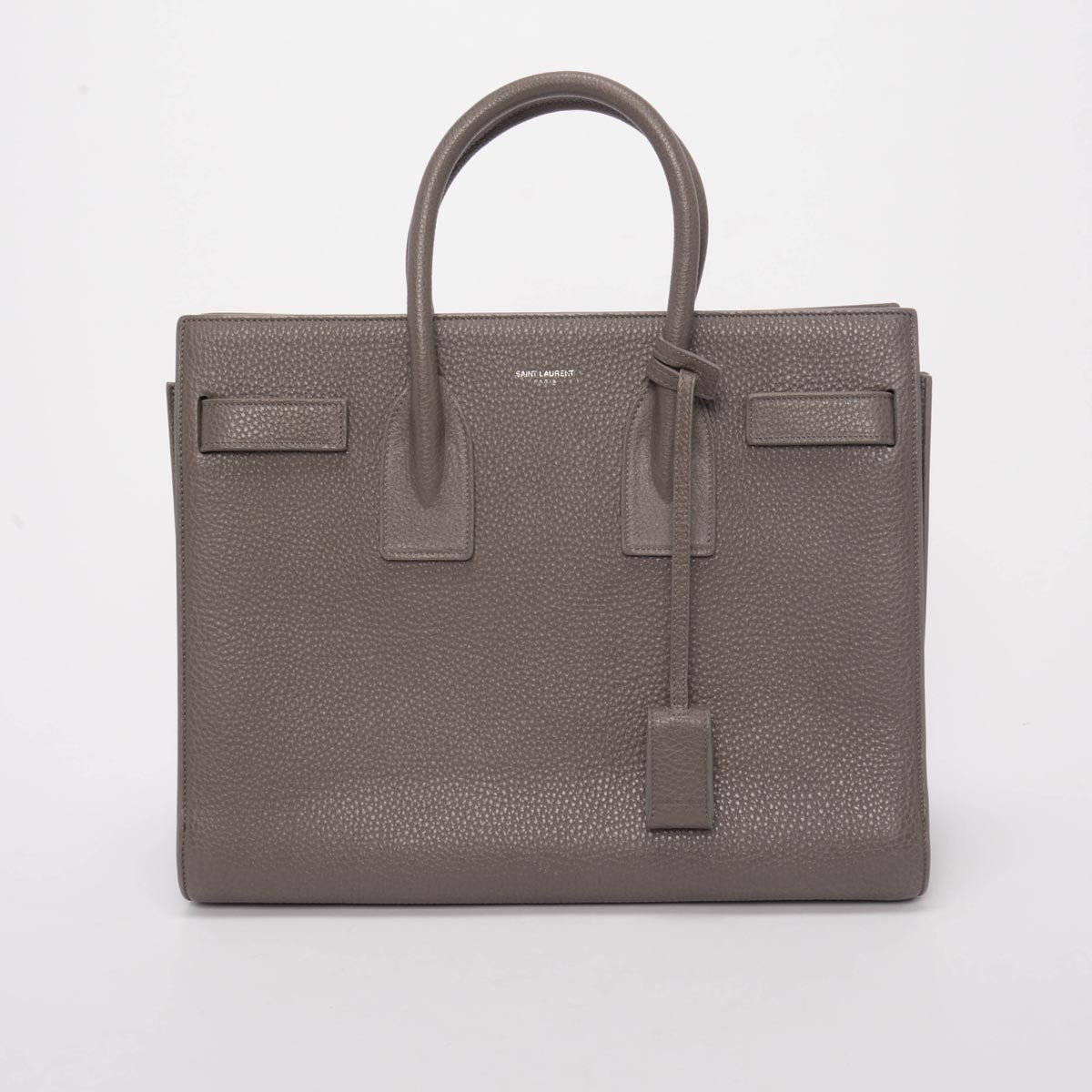 Saint Laurent Taupe Grained Calfskin Small Sac de Jour Tote