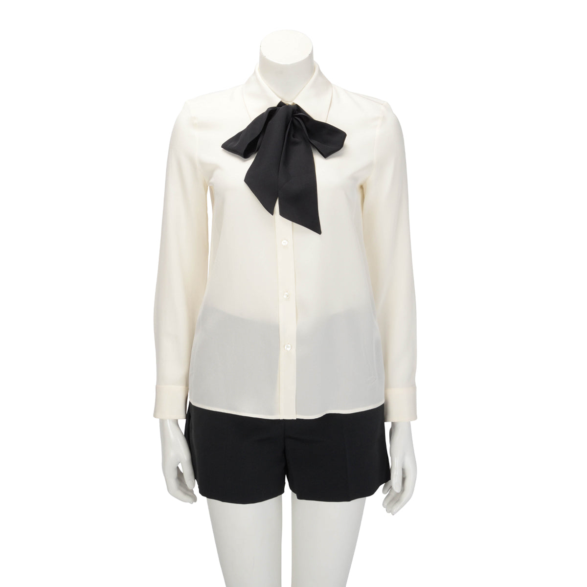 Nili Lotan Ivory & Black Silk Hanford Shirt XS