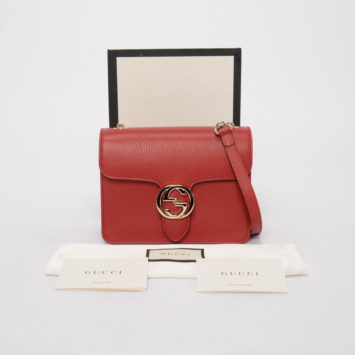 Gucci Red Dollar Calfskin Small Interlocking G Shoulder Bag