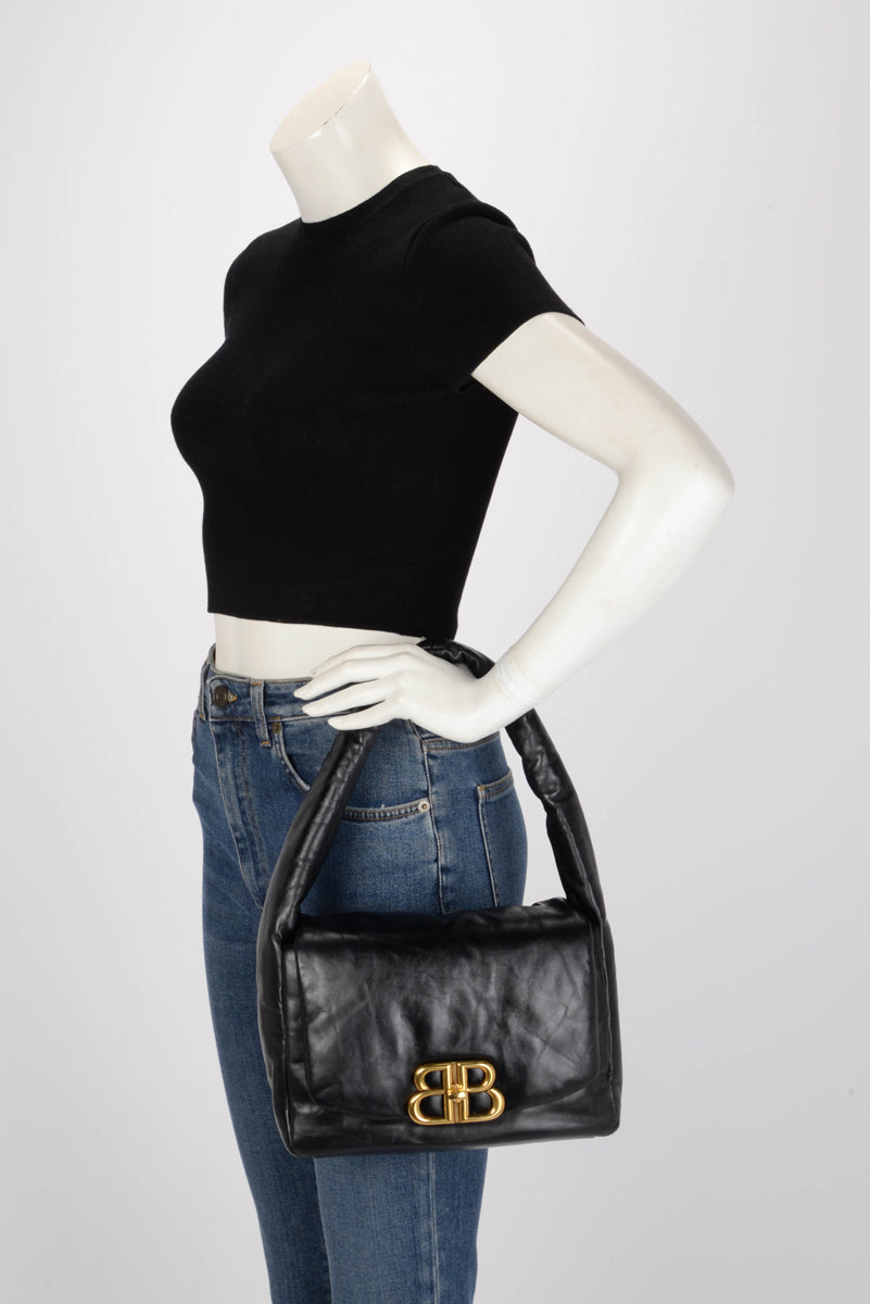 Balenciaga Black Soft Calf Small Monaco Sling Bag