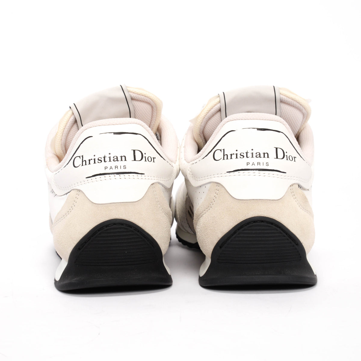 Dior White Calfskin & Suede D-Sketch Sneakers 38