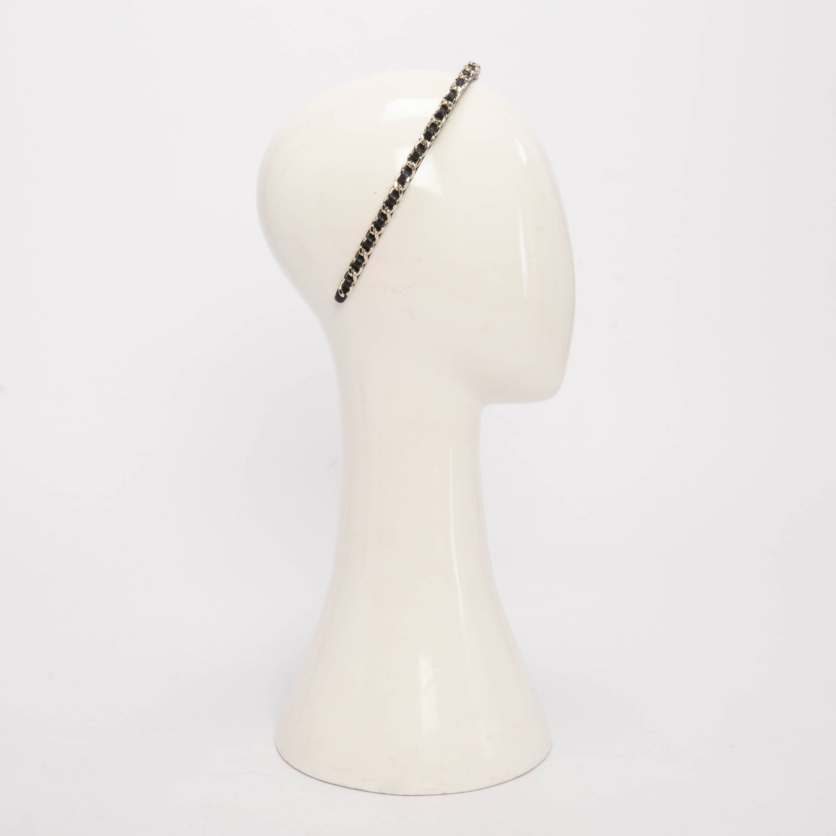 Chanel Black Lambskin CC Turnlock Chain Headband
