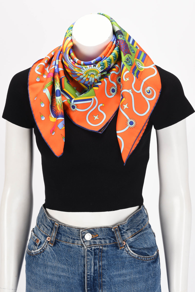 Hermes Multicolour Silk La Source De Pegase Scarf 90