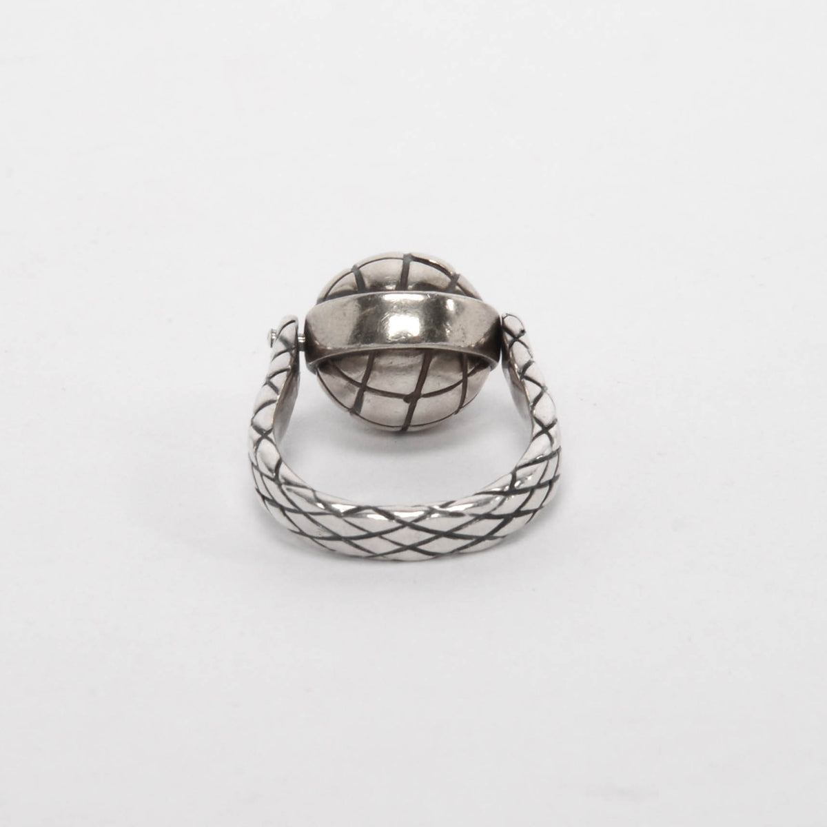 Bottega Veneta Silver Intrecciato Ball Ring