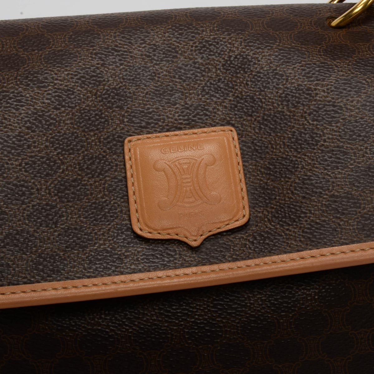 Celine Brown Triomphe Canvas Macadam Top Handle Bag
