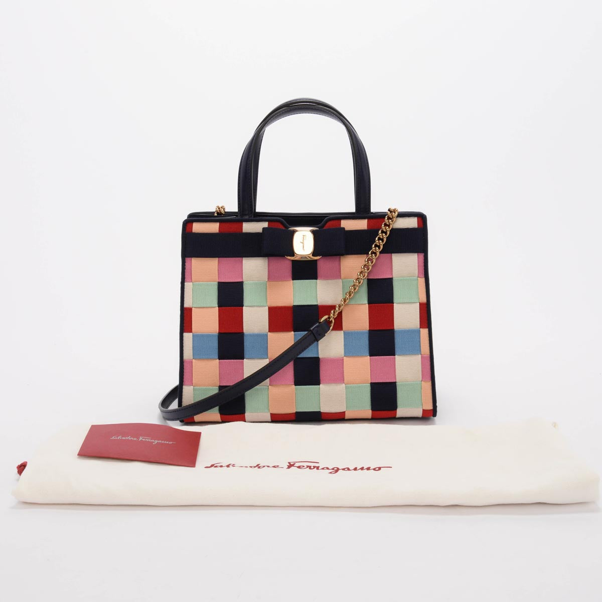 Ferragamo Multi Colour Nylon Vara Bow Tote