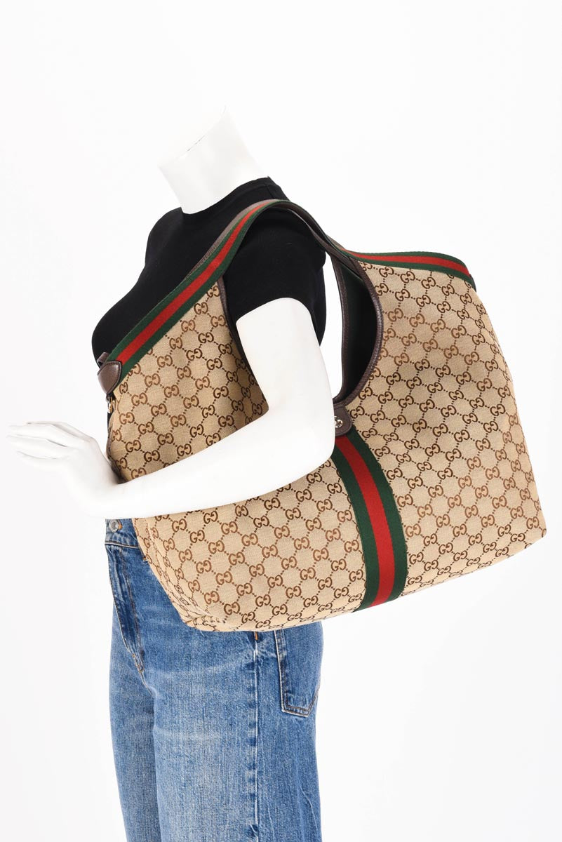 Gucci Brown GG Canvas Giglio Large Tote