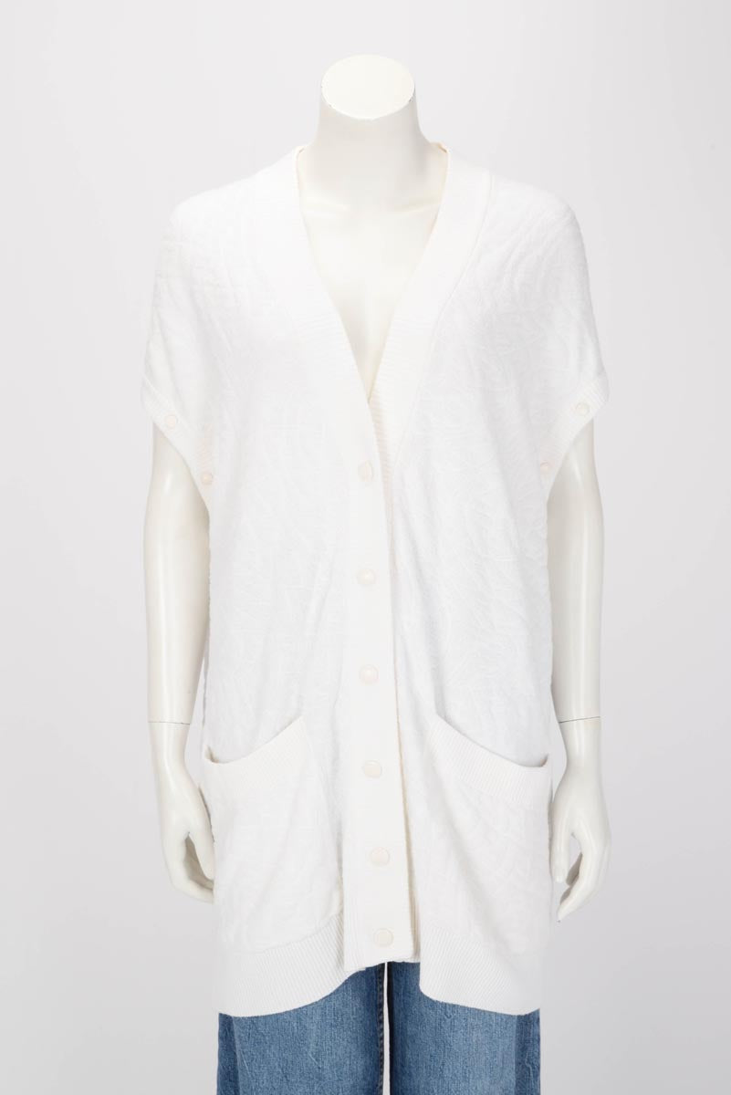 Fendi Off White FF Terry Cloth Detachable Sleeve Cardigan FR 50