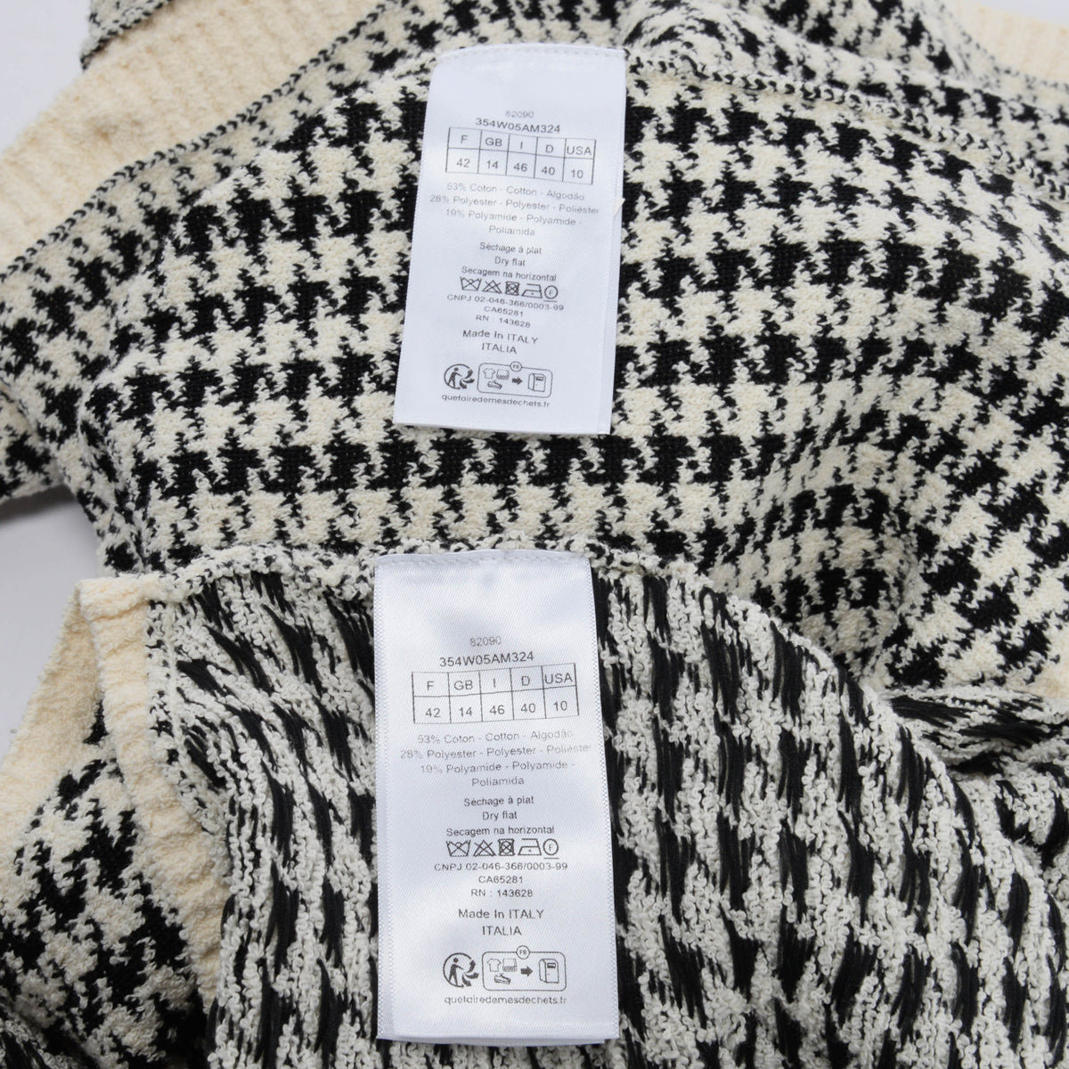 Dior Ivory & Black Technical Knit Houndstooth Twinset FR 42