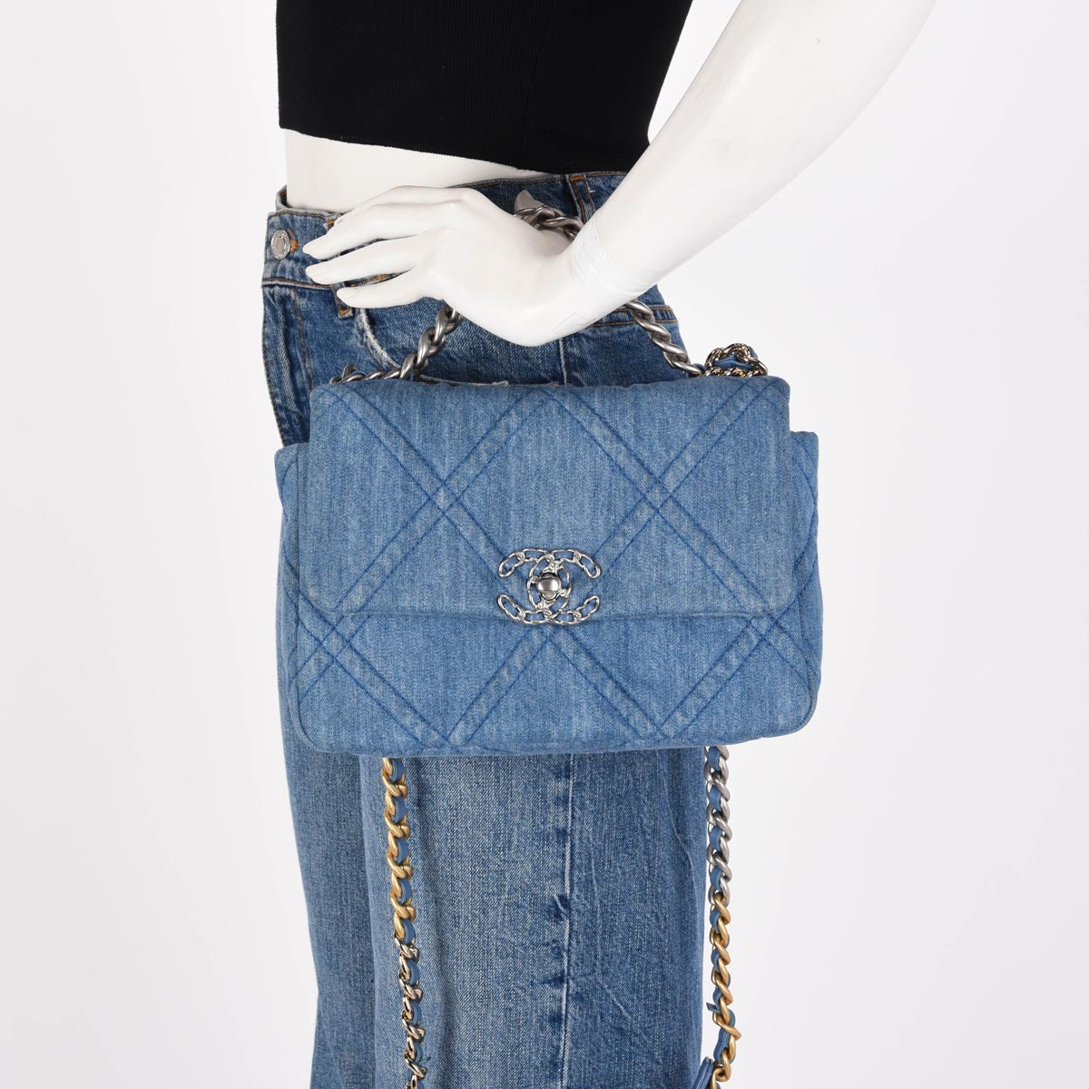Chanel Light Quilted Denim 19 Flap Bag