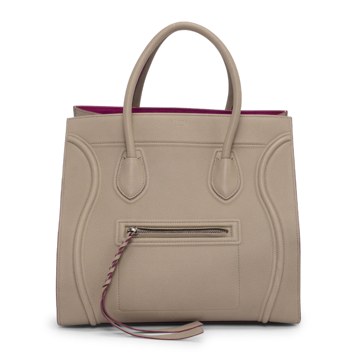 Celine Taupe Fuschia Calfskin Medium Phantom Luggage Tote