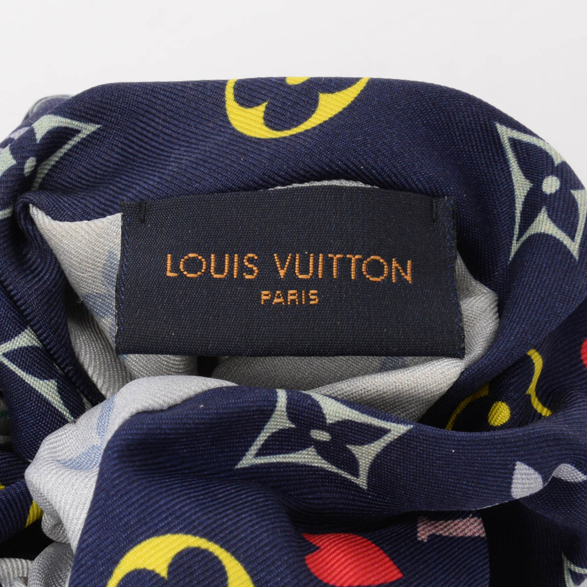 Louis Vuitton Blue & Grey Silk Monogram Hair Scrunchie