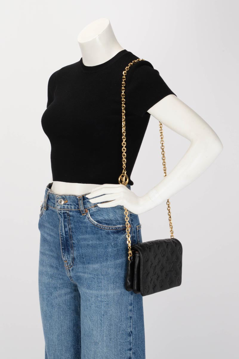 Louis Vuitton Black Monogram Lambskin Coussin Pochette