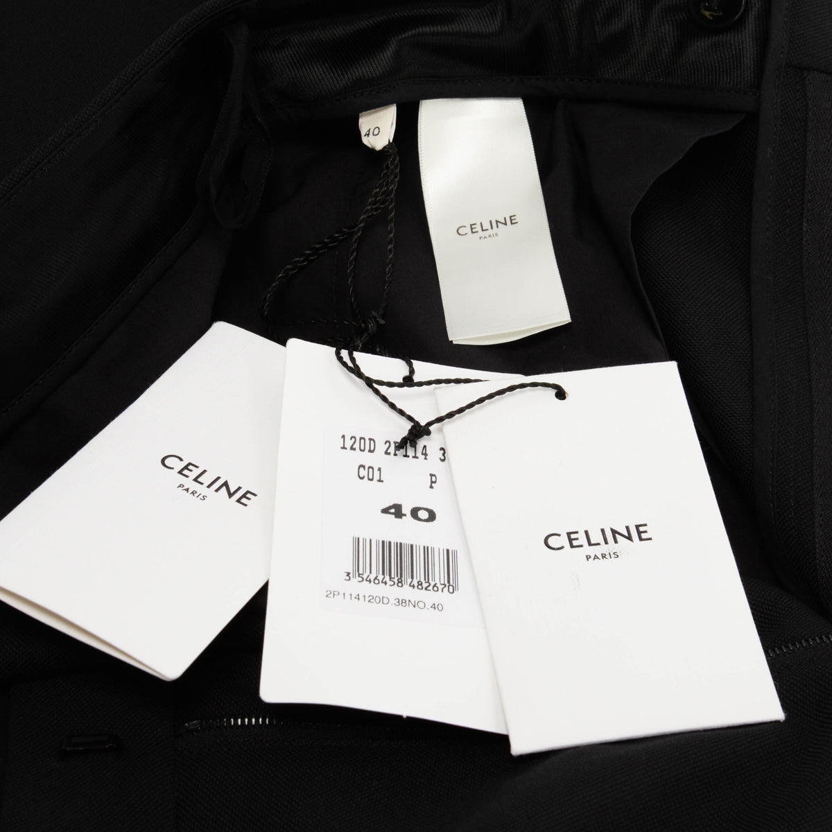Celine Black Grain de Poudre New Wave Pants FR 40