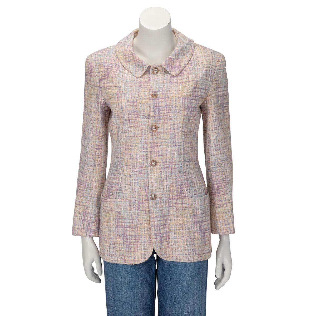 Chanel Pastel Check Four Pocket Jacket FR 38