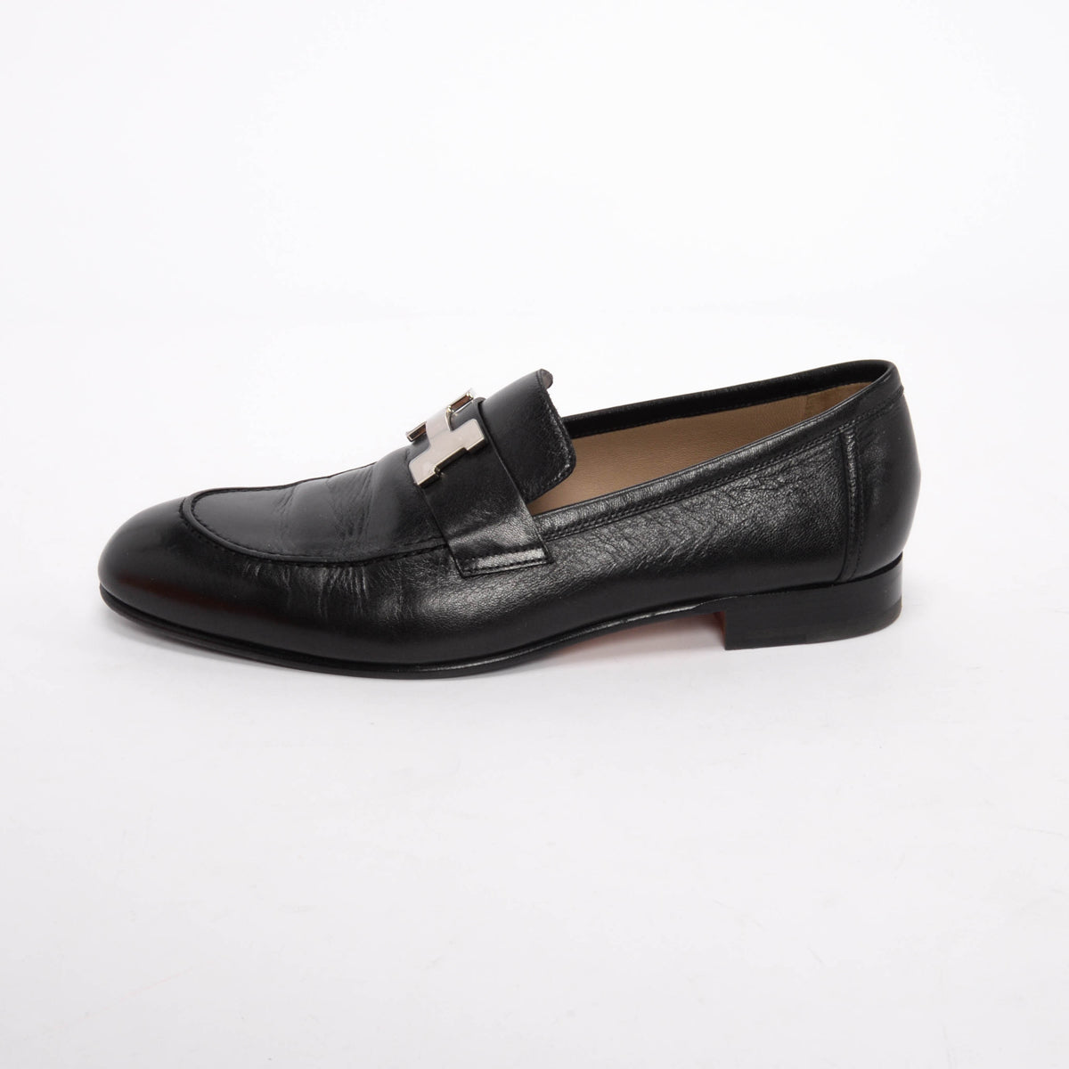 Hermes Black Goatskin Paris Loafers 40