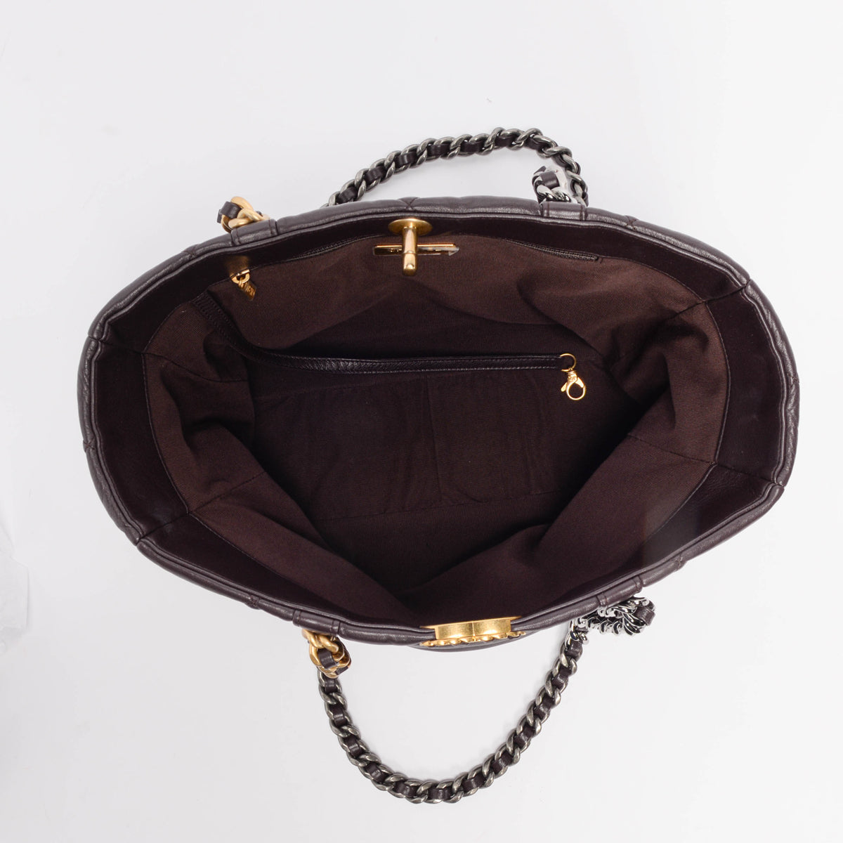 Chanel Aubergine Quilted Lambskin 19 East West Shopping Tote