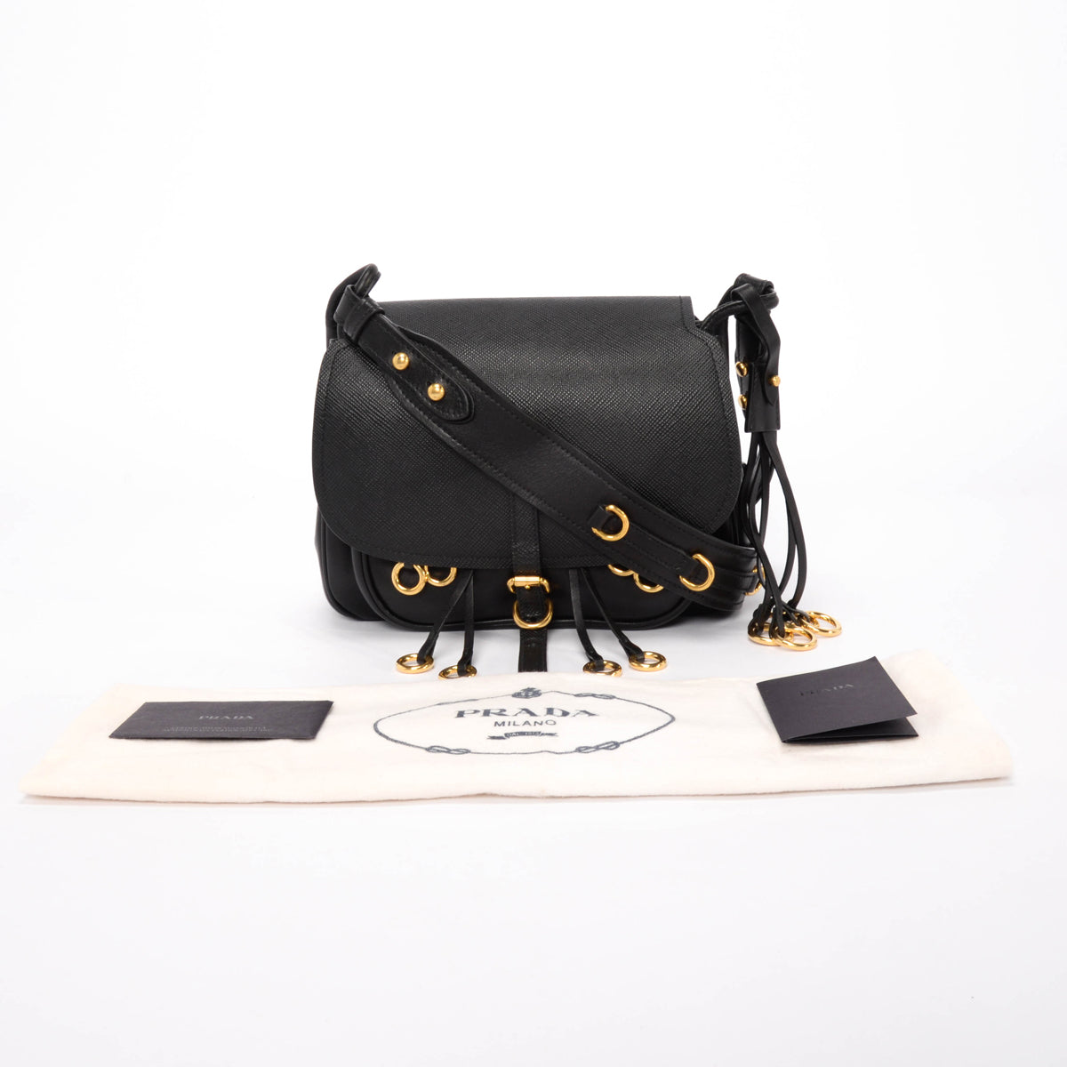 Prada Black Saffiano & Calf Corsaire Bag