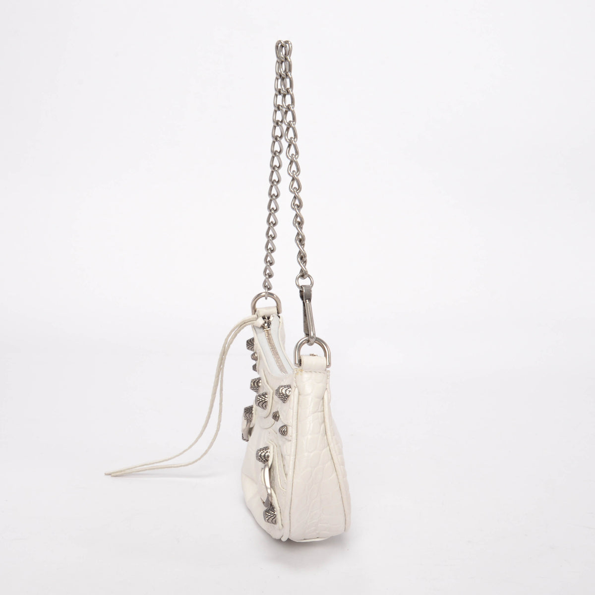 Balenciaga White Croc Embossed Le Cagole Mini Bag