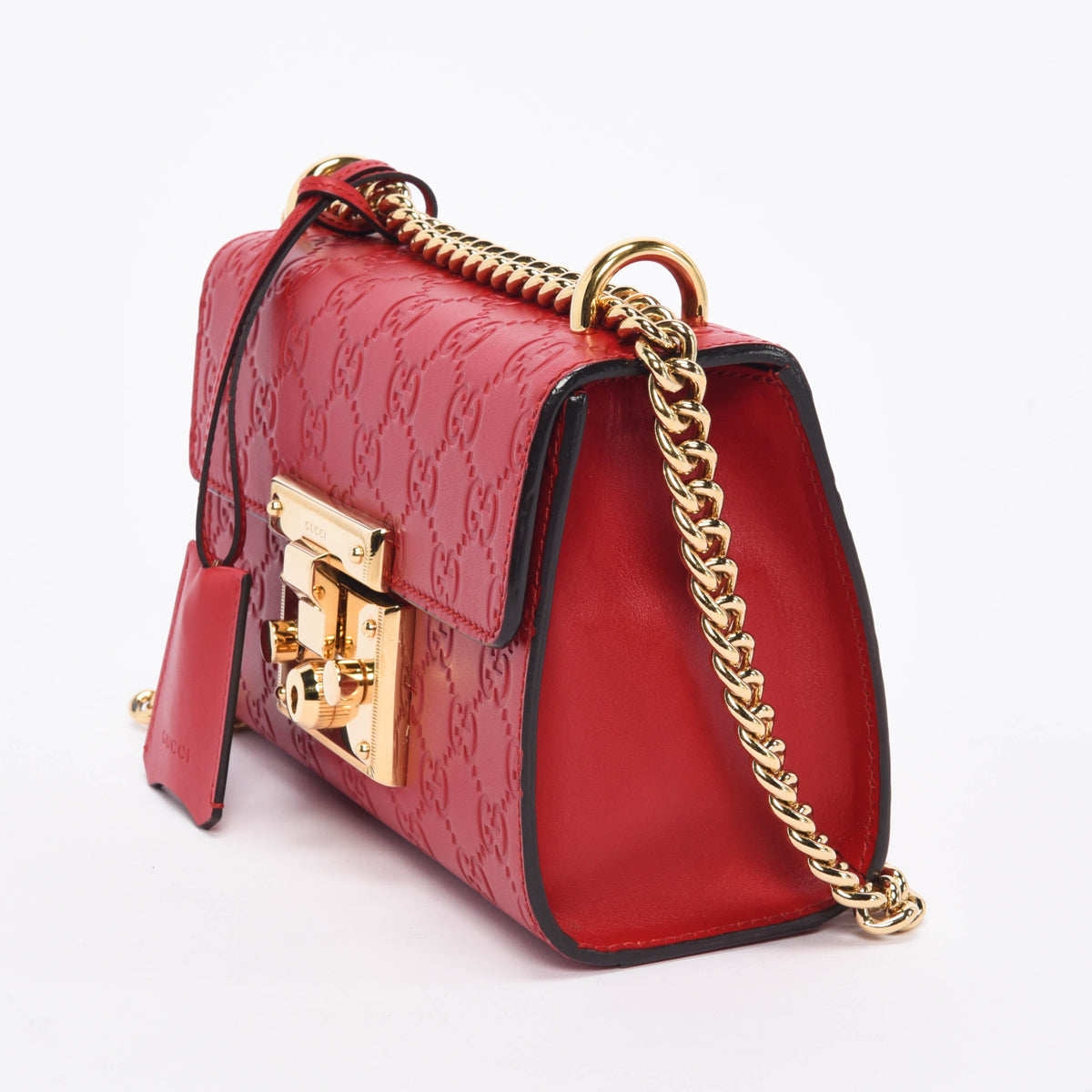 Gucci Red Guccissima Small Padlock Bag