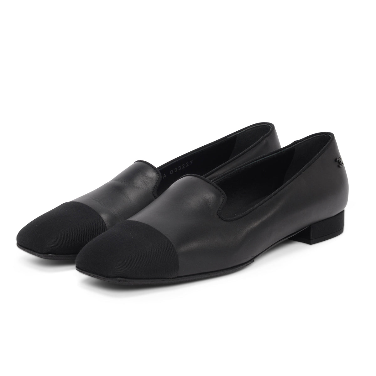Chanel Black Calfskin Cap Toe Loafers 38