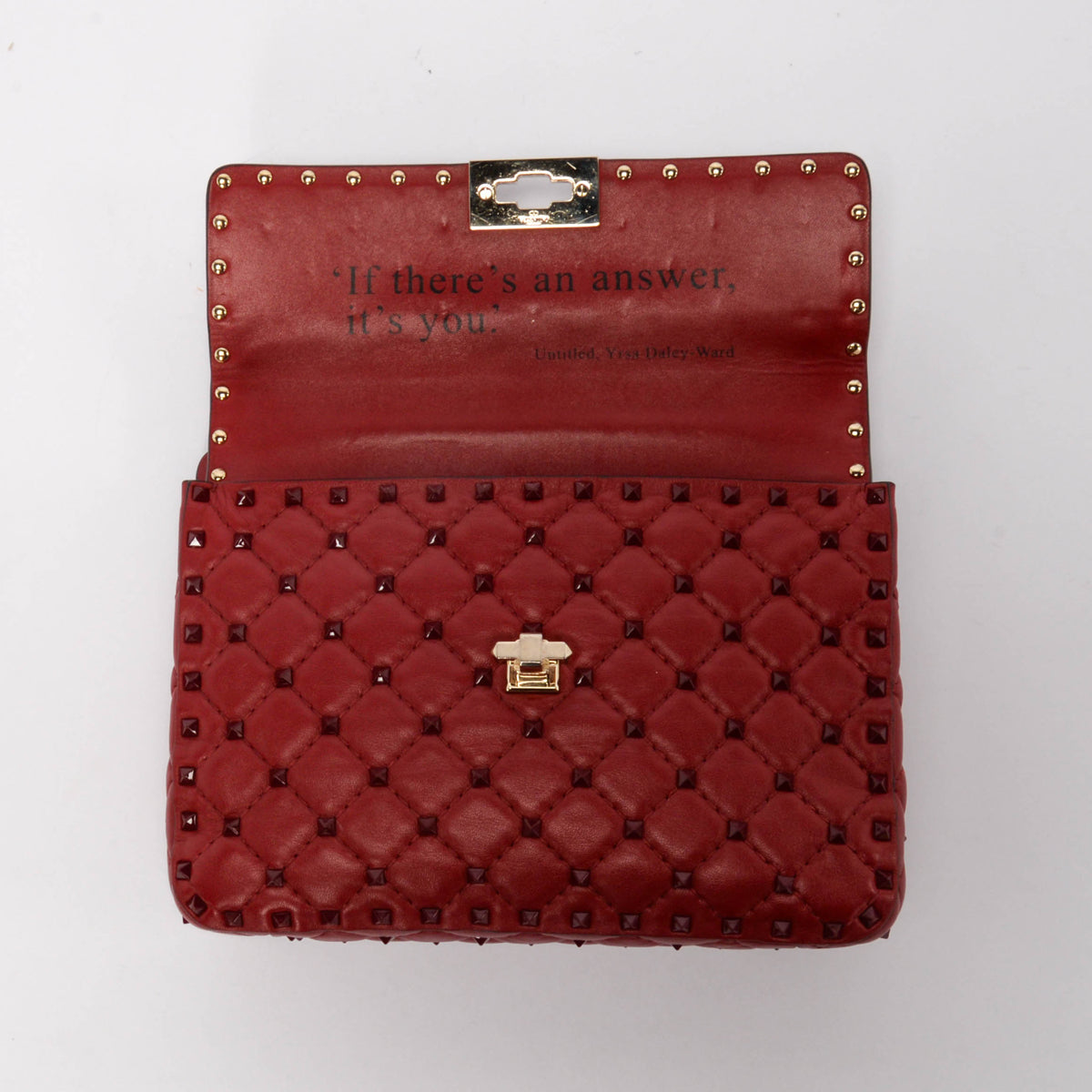 Valentino Red Calfskin Medium Rockstud On Love Bag