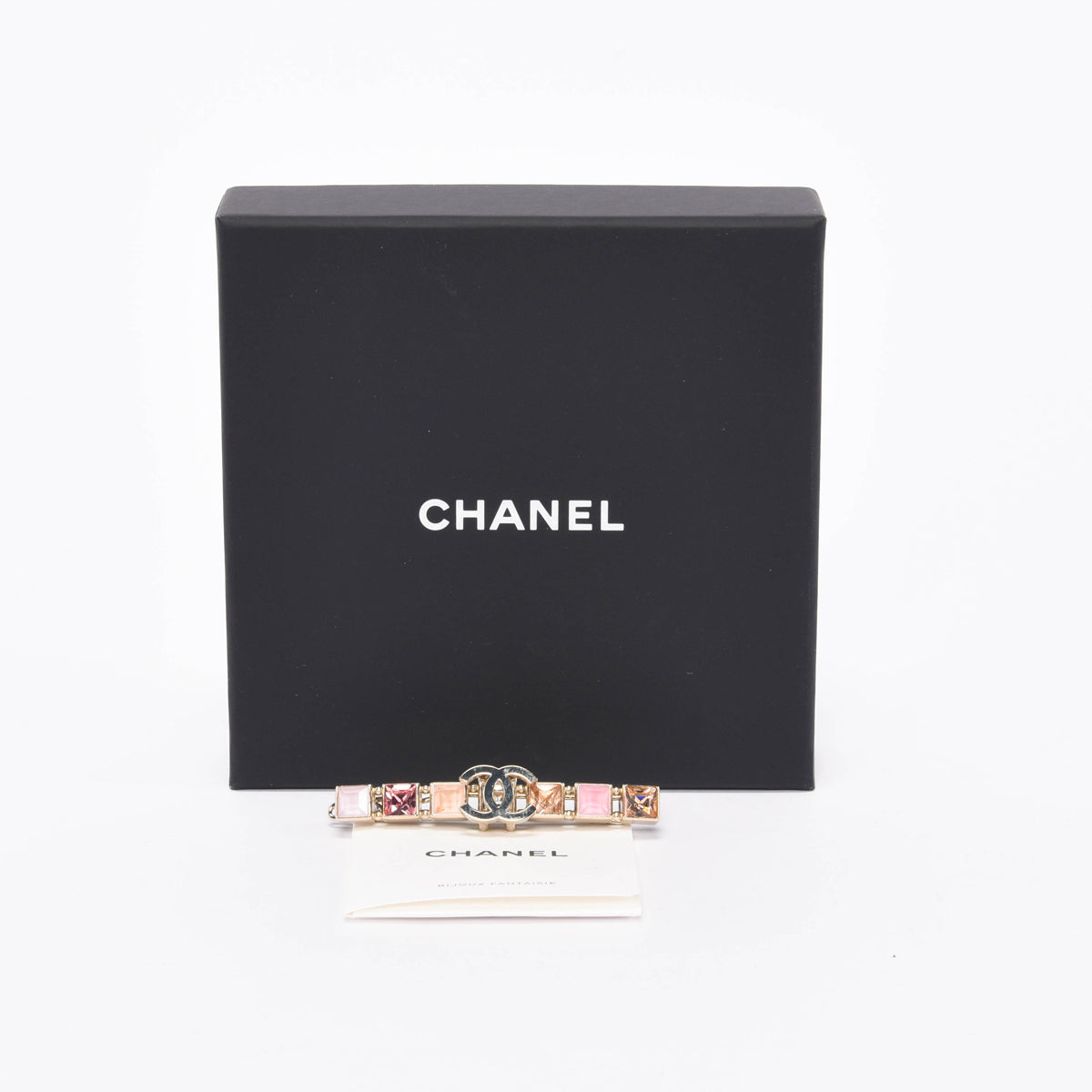 Chanel Gold & Pink Crystal CC Hair Clip