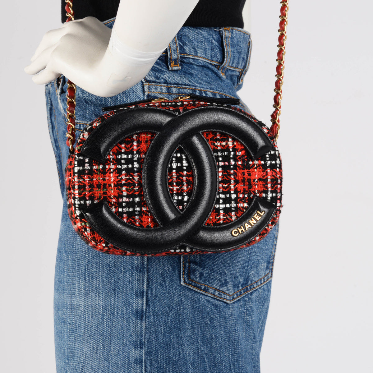 Chanel Red Tweed & Lambskin Coco Midnight Camera Case