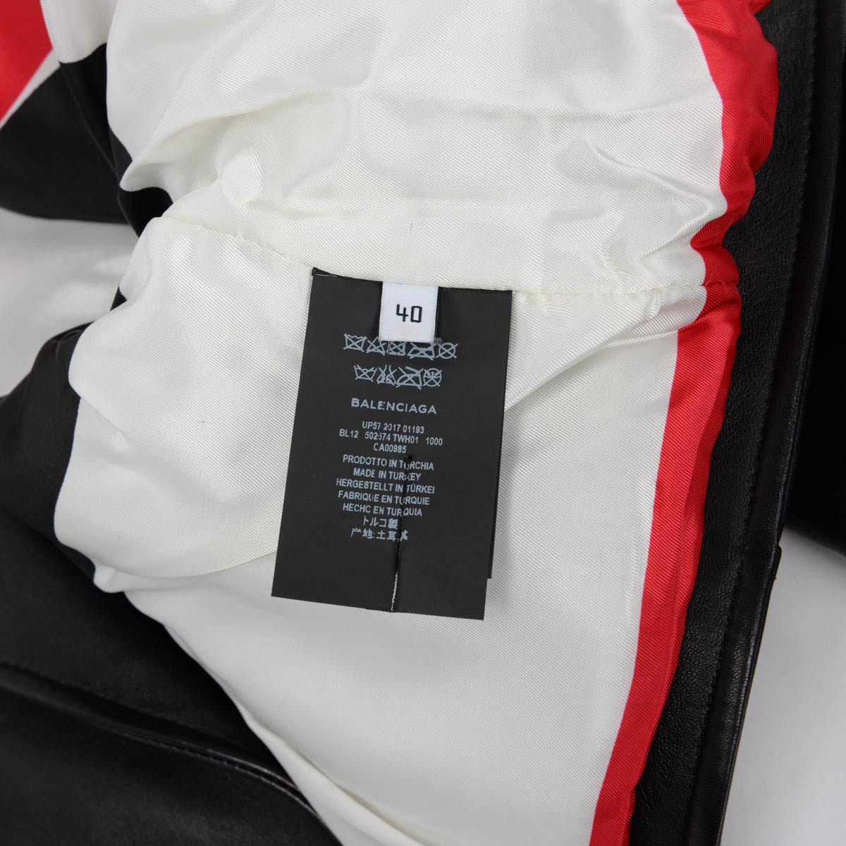 Balenciaga Black Lambskin Detachable Scarf Biker Jacket FR 40