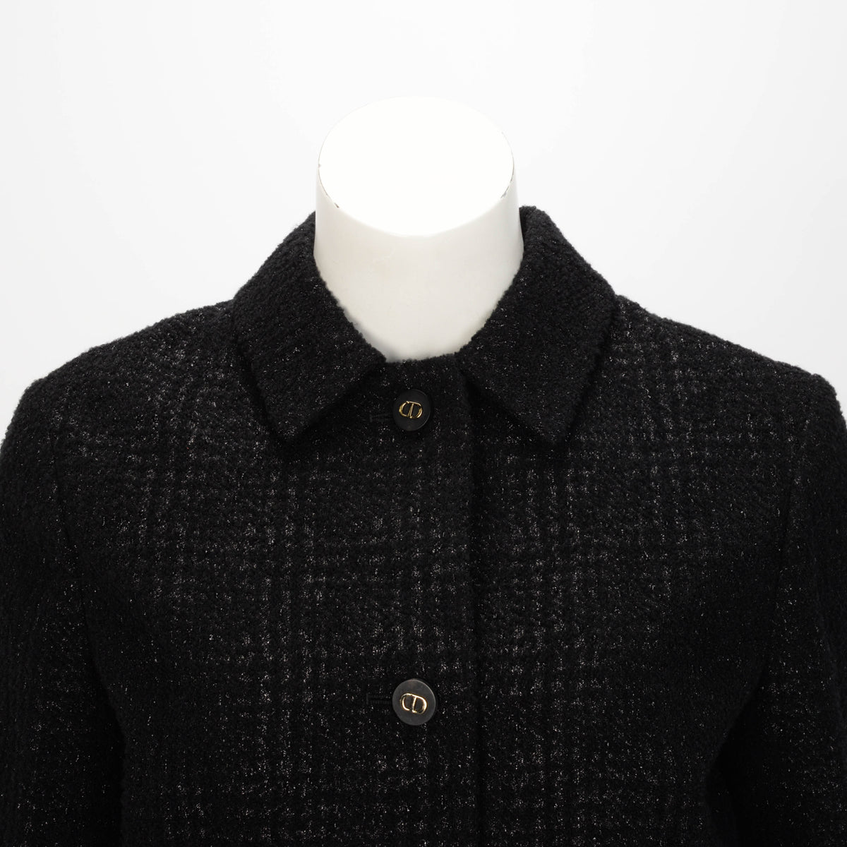 Dior Black Lurex Tweed Cropped Jacket FR 40